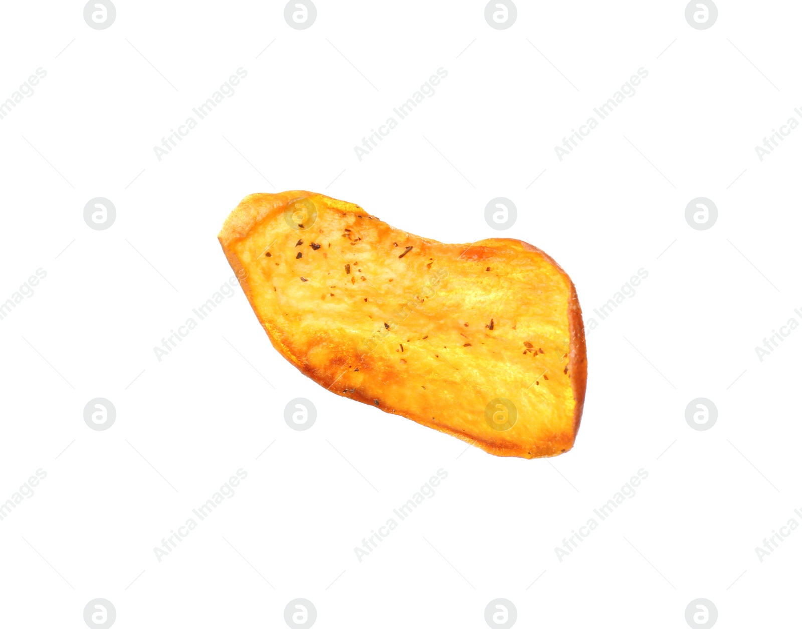 Photo of Tasty sweet potato chip isolated on white