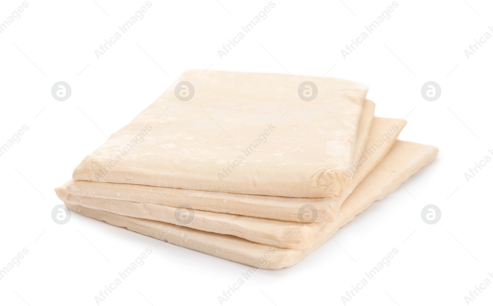 Photo of Fresh dough on white background. Puff pastry