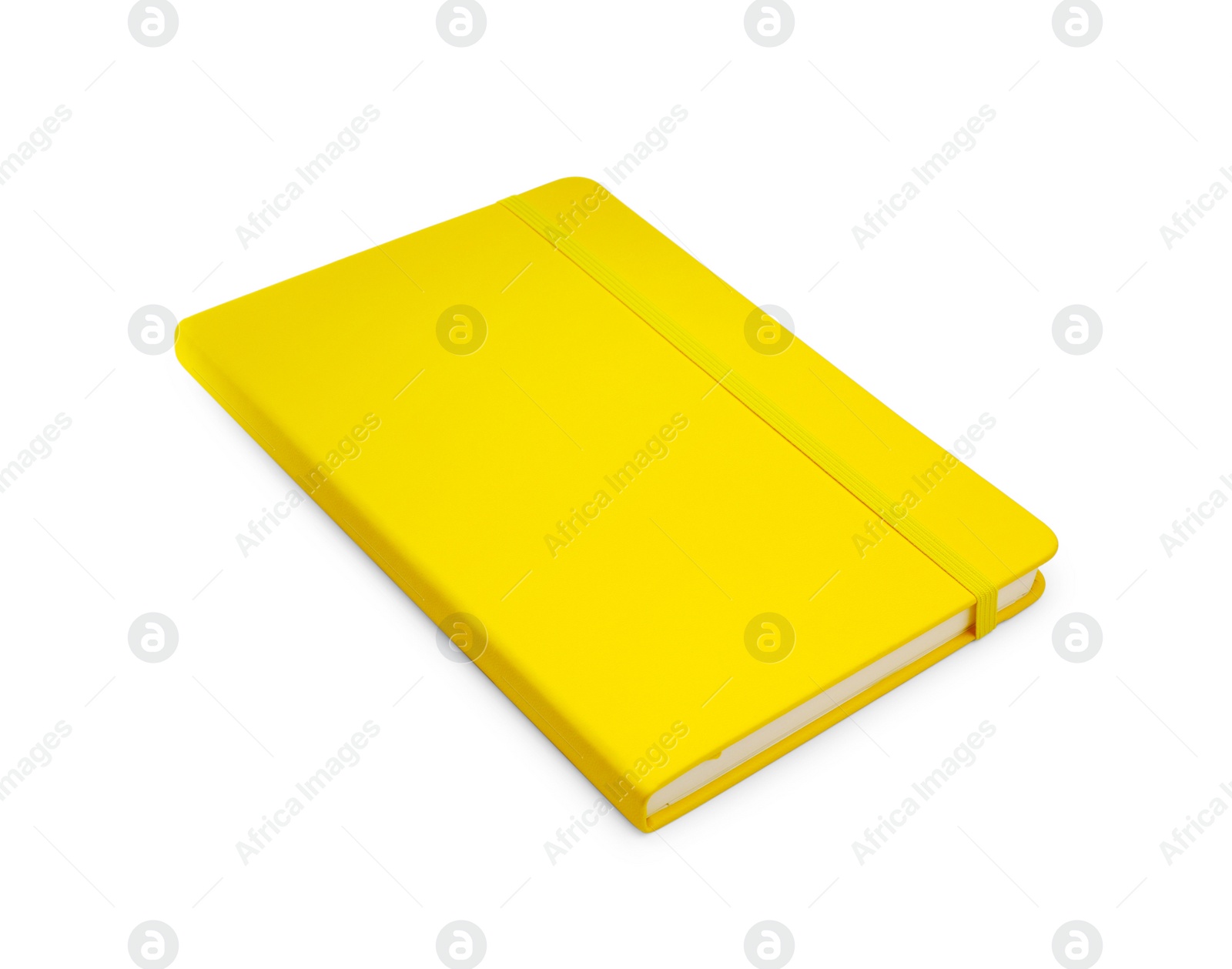 Photo of Closed yellow office notebook isolated on white