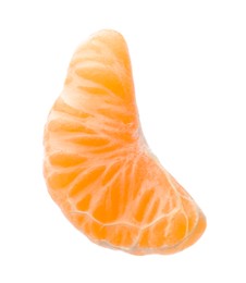 Piece of fresh juicy tangerine on white background