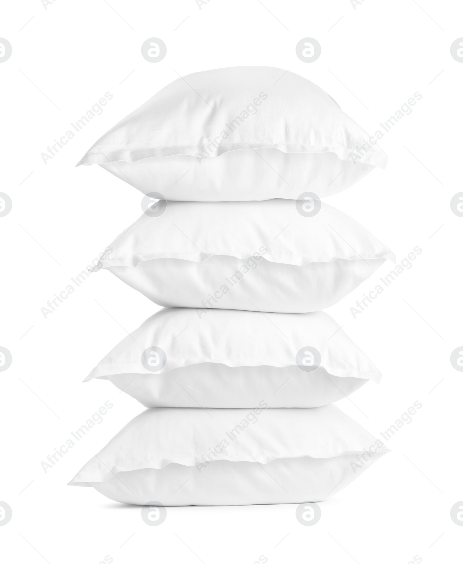 Photo of Stack of soft pillows isolated on white