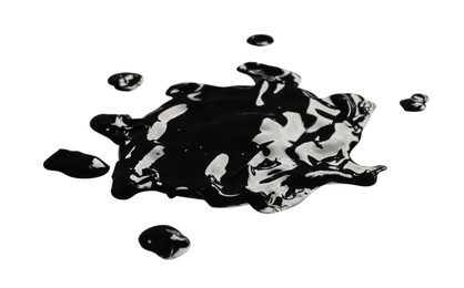 Blots of black paint on white background