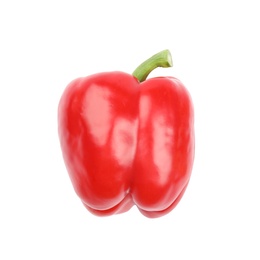 Ripe red bell pepper on white background