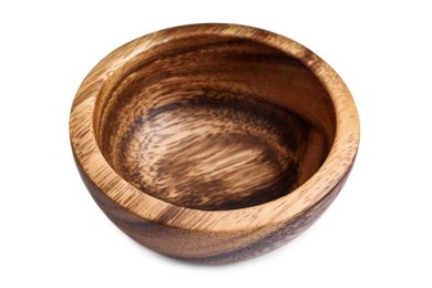 One new wooden bowl on white background