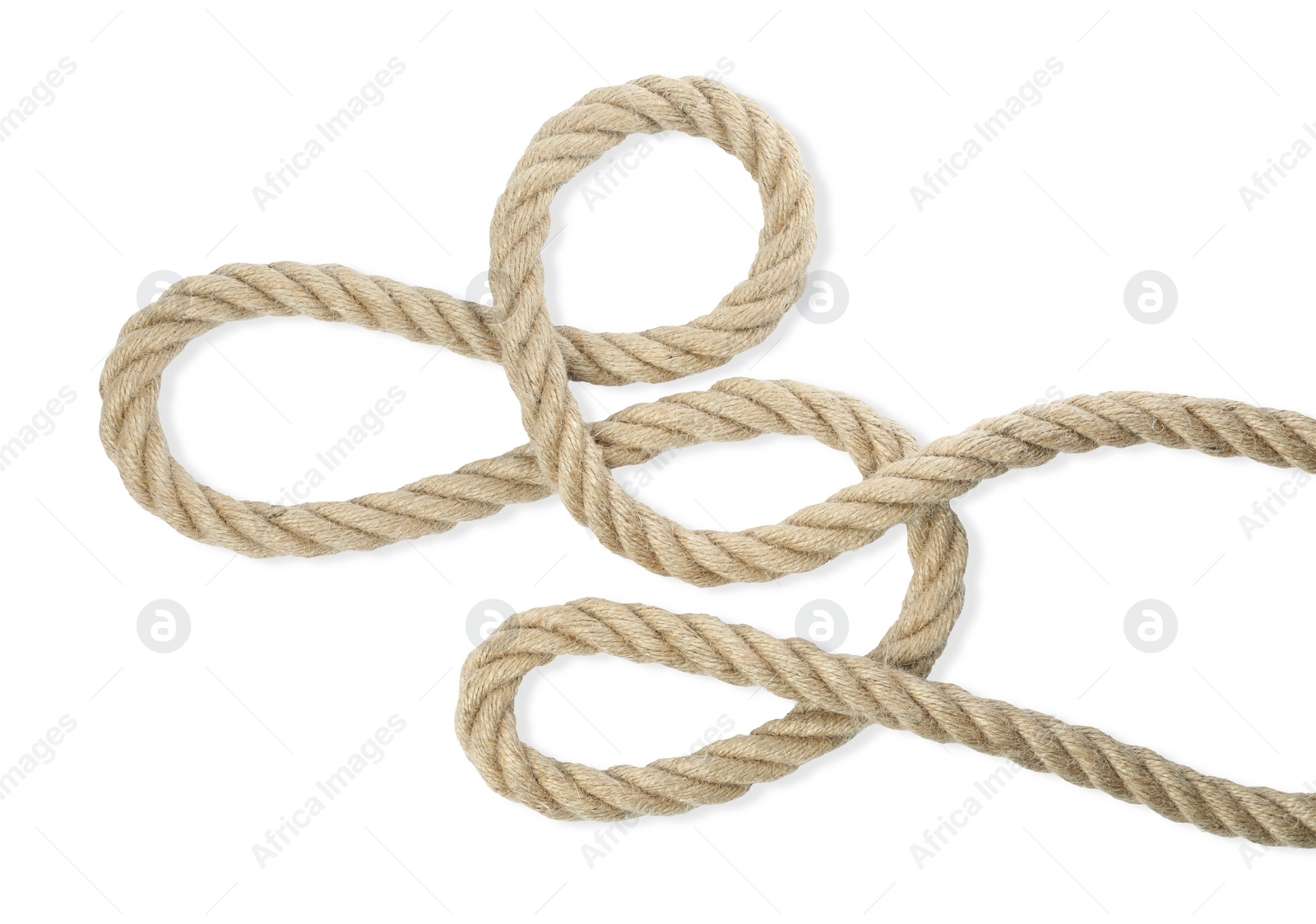 Photo of Hemp rope isolated on white, top view