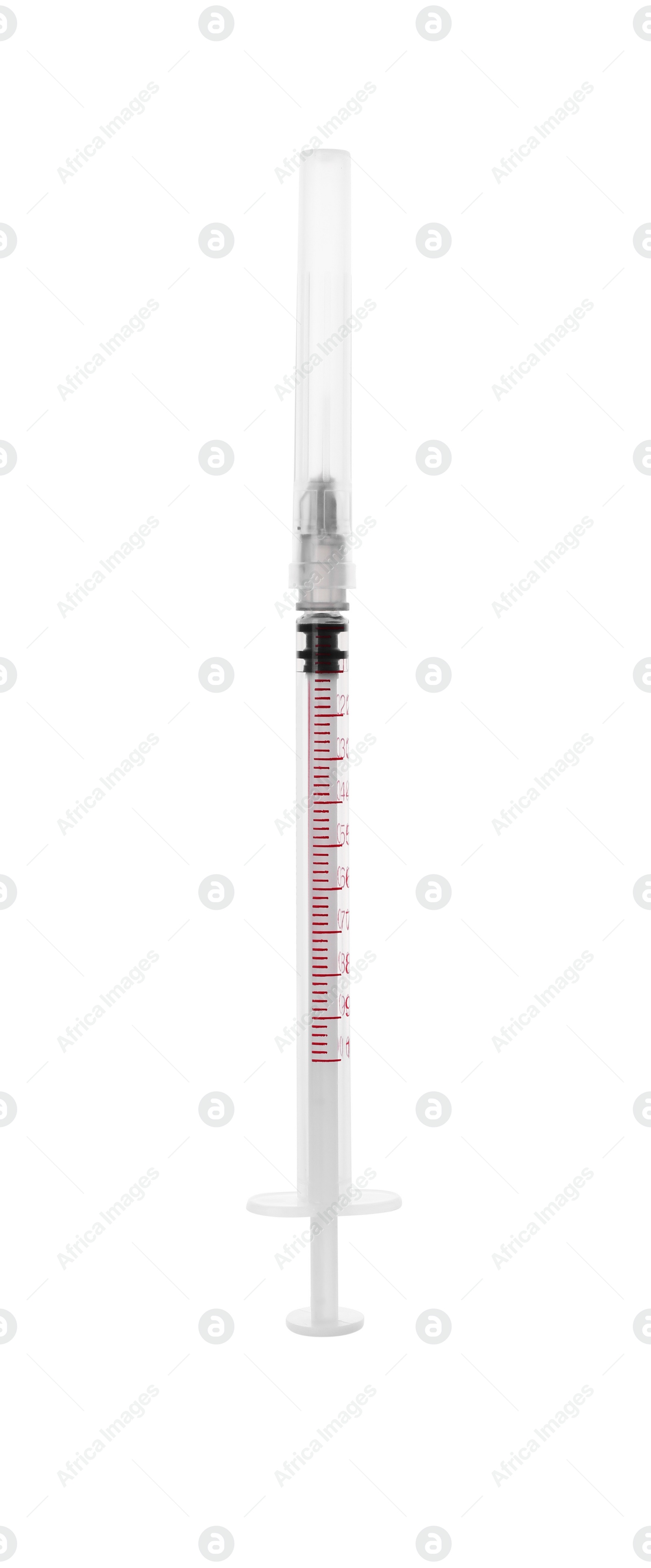 Photo of New medical insulin syringe with needle isolated on white