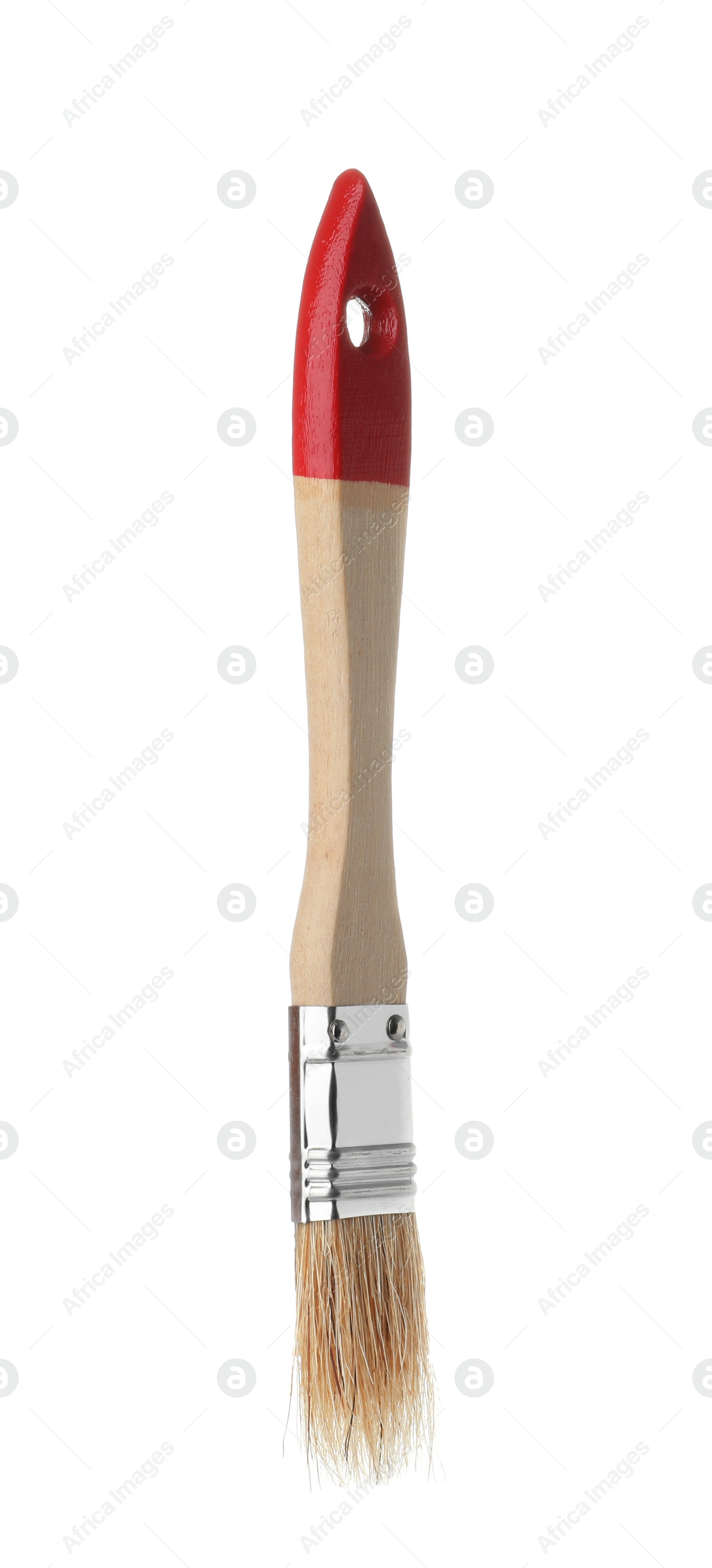 Photo of New paint brush on white background. Decorating tool