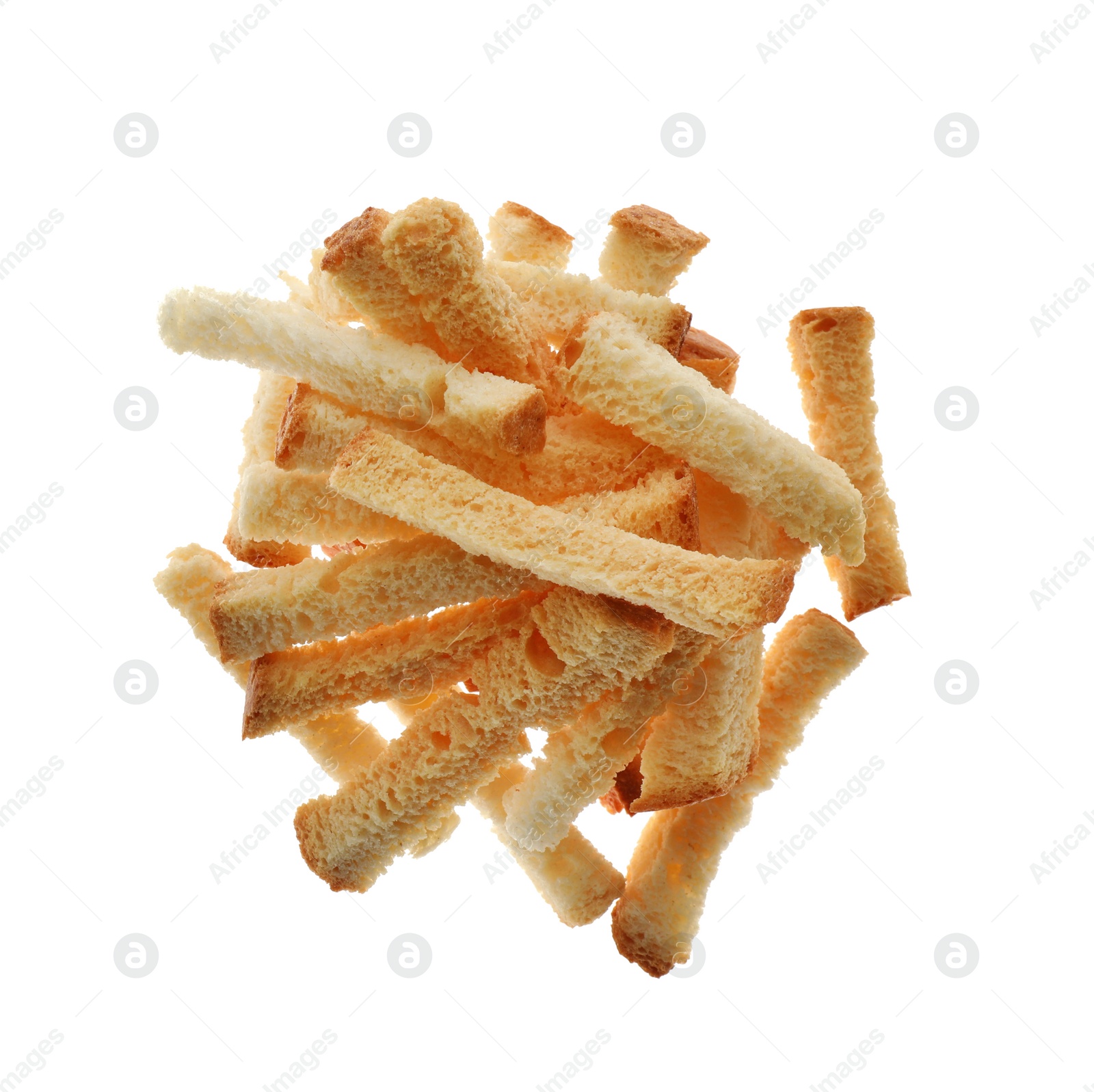 Photo of Pile of delicious hard chucks on white background, top view