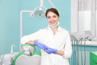 Photo of Portrait of female dentist in modern clinic