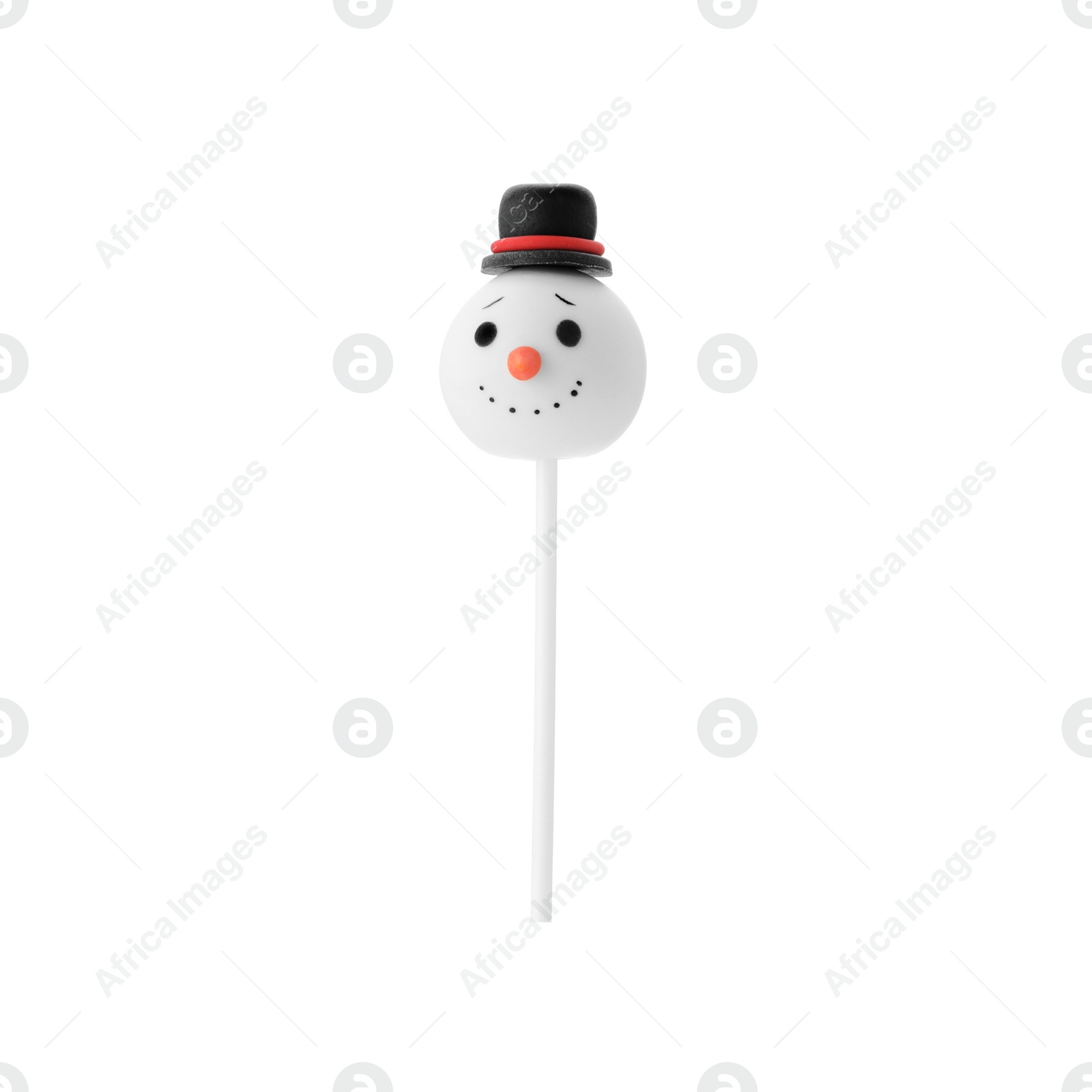 Photo of Delicious Christmas snowman cake pop isolated on white