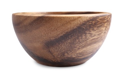 One new wooden bowl on white background