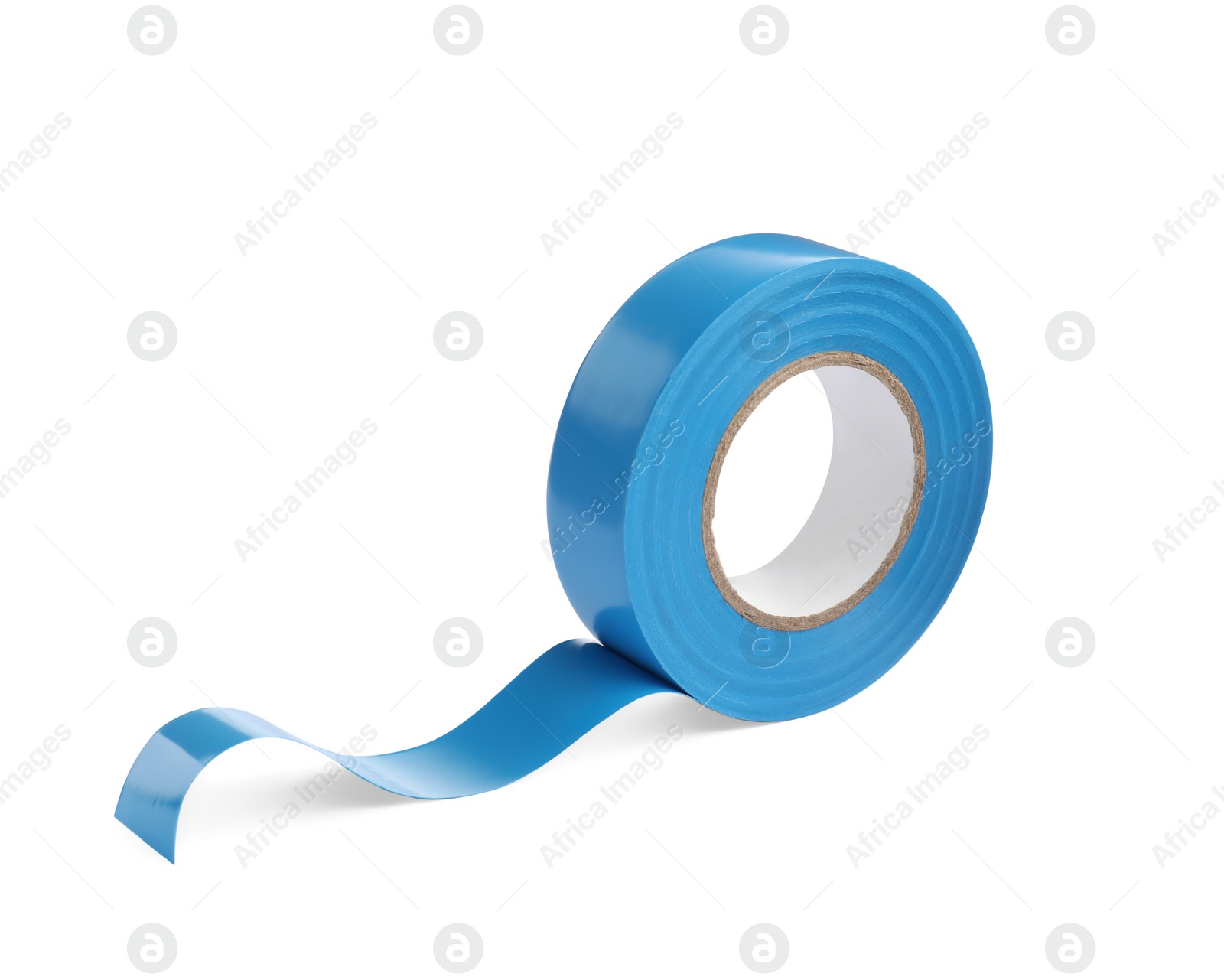 Photo of Reel of light blue insulating tape isolated on white