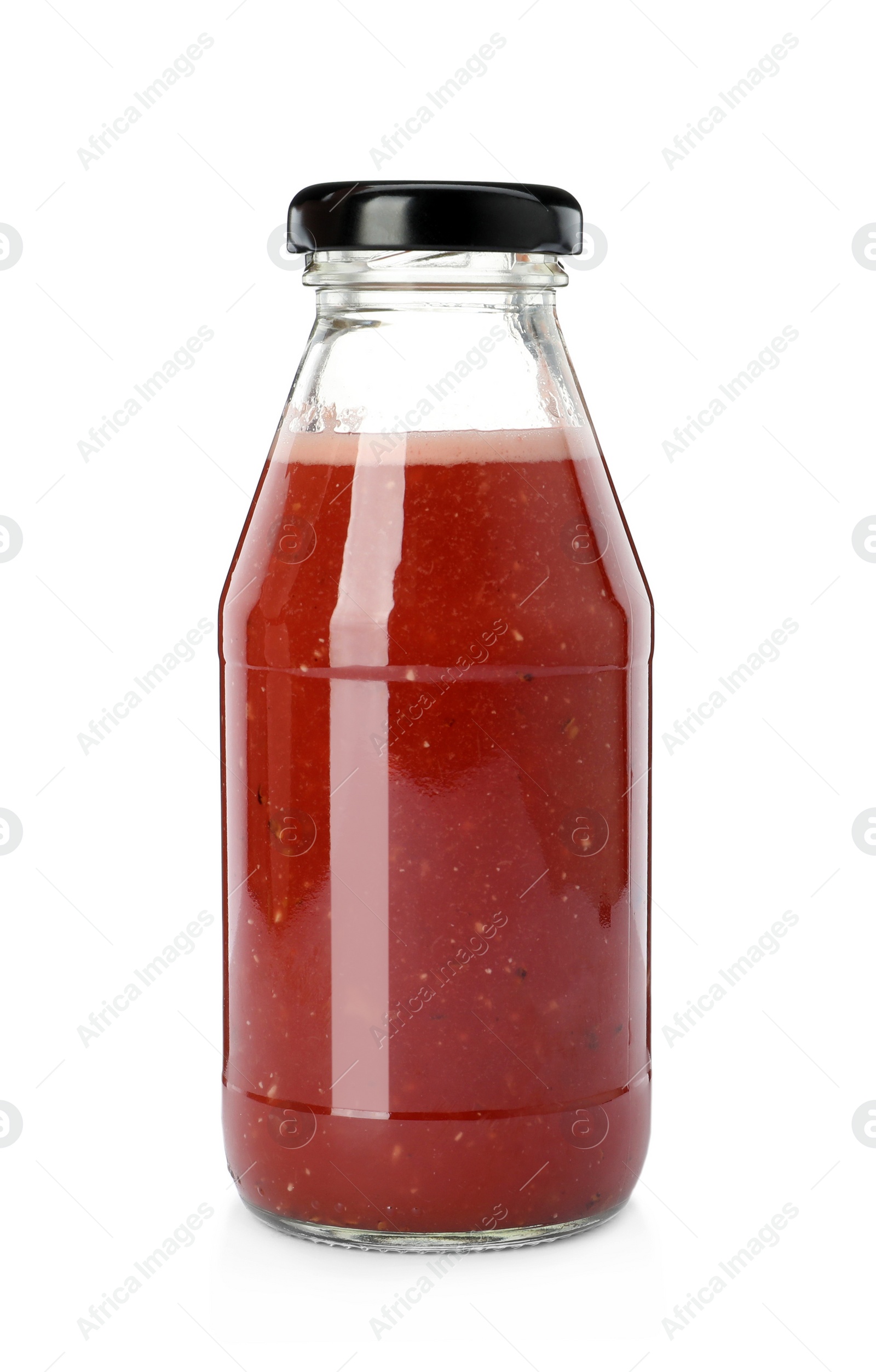 Photo of Bottle of fresh juice isolated on white