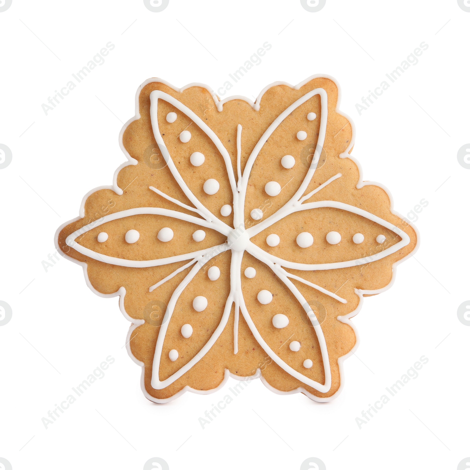 Photo of Tasty snowflake shaped Christmas cookie isolated on white