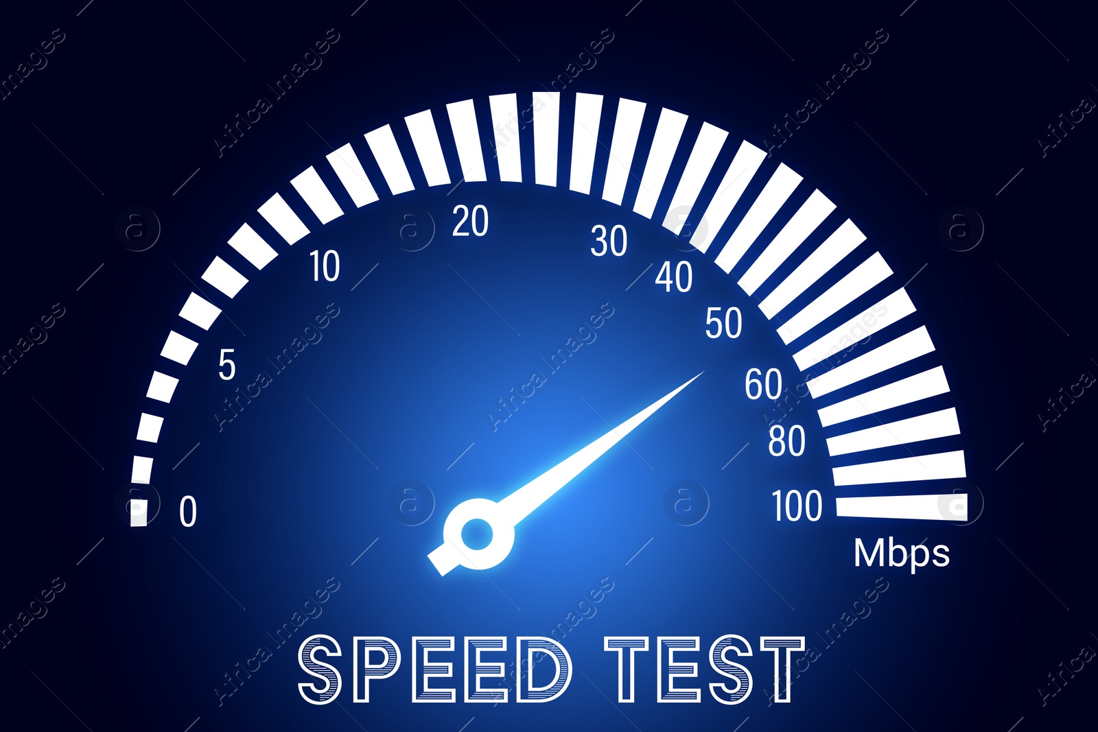 Image of Speed test screen with illustration of speedometer