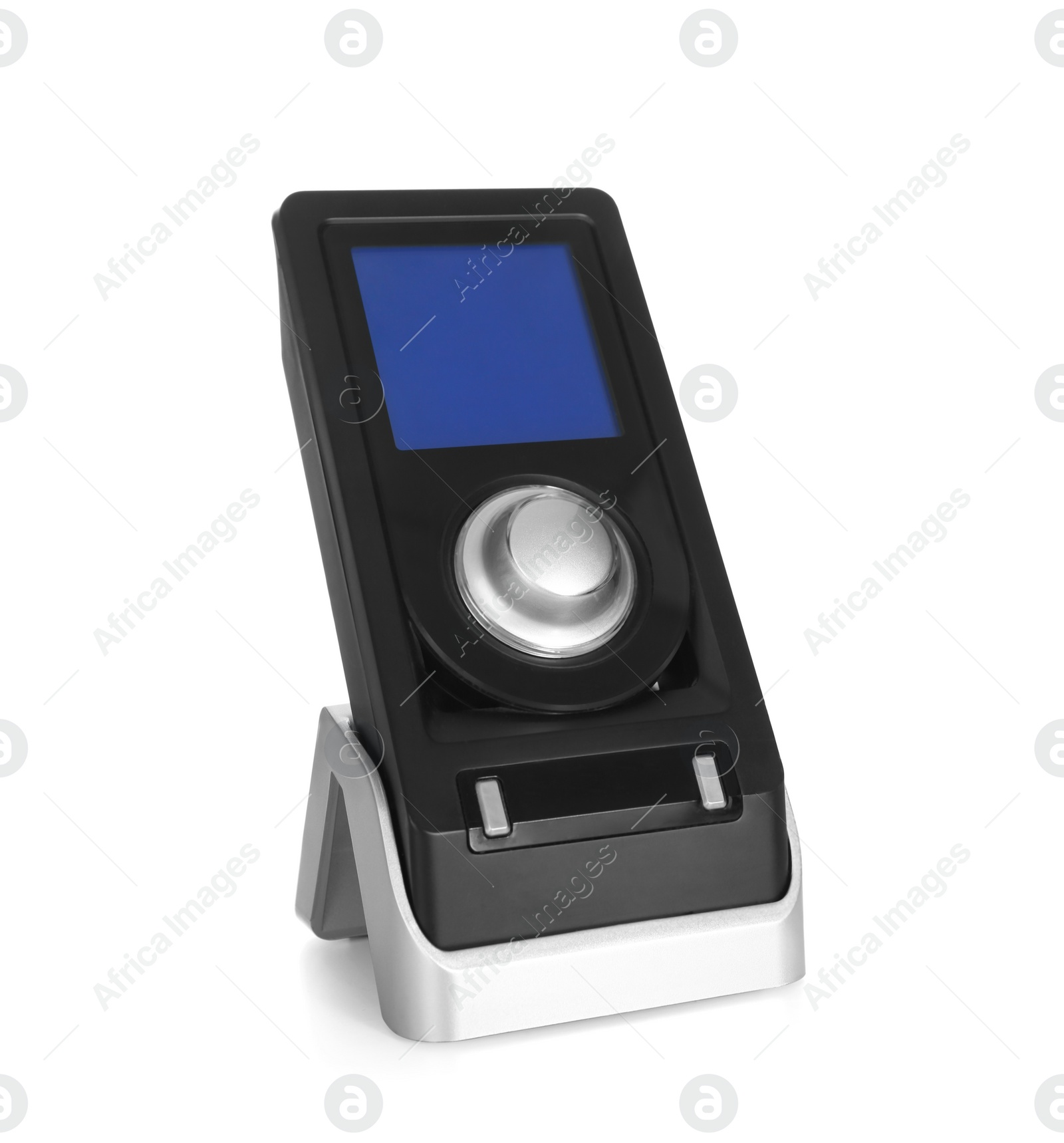Photo of Modern remote for audio speakers isolated on white