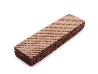 Delicious crispy wafer on white background. Sweet food