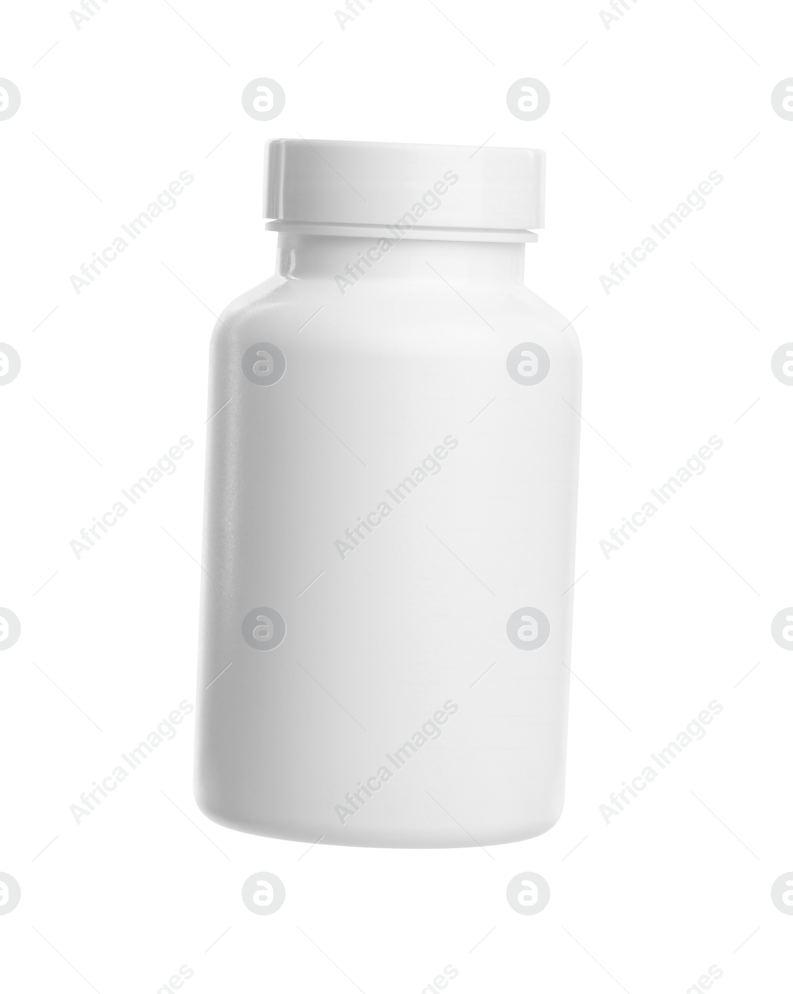 Photo of Blank plastic pill bottle isolated on white