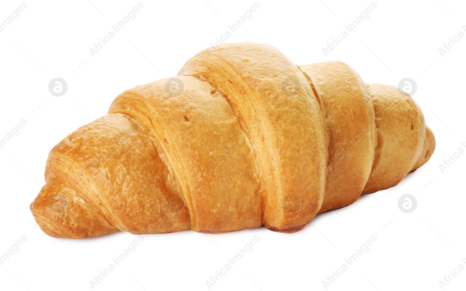 Photo of One delicious fresh croissant isolated on white