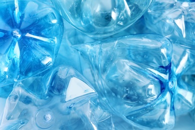 Photo of Many plastic bottles as background, closeup. Recycle concept