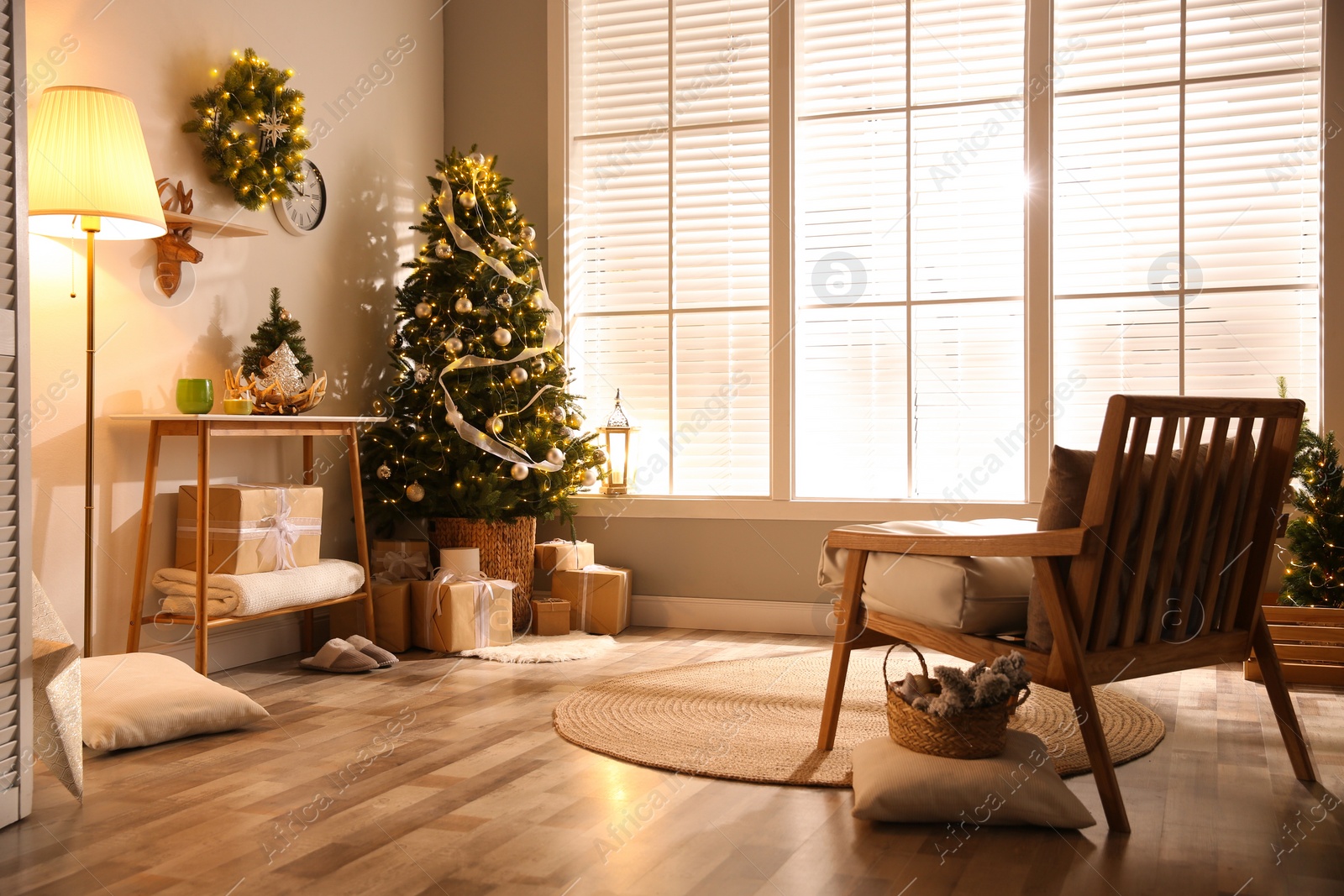 Photo of Beautiful living room interior decorated for Christmas