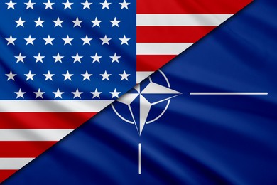 Flags of USA and North Atlantic Treaty Organization