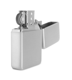 Gray metallic cigarette lighter isolated on white