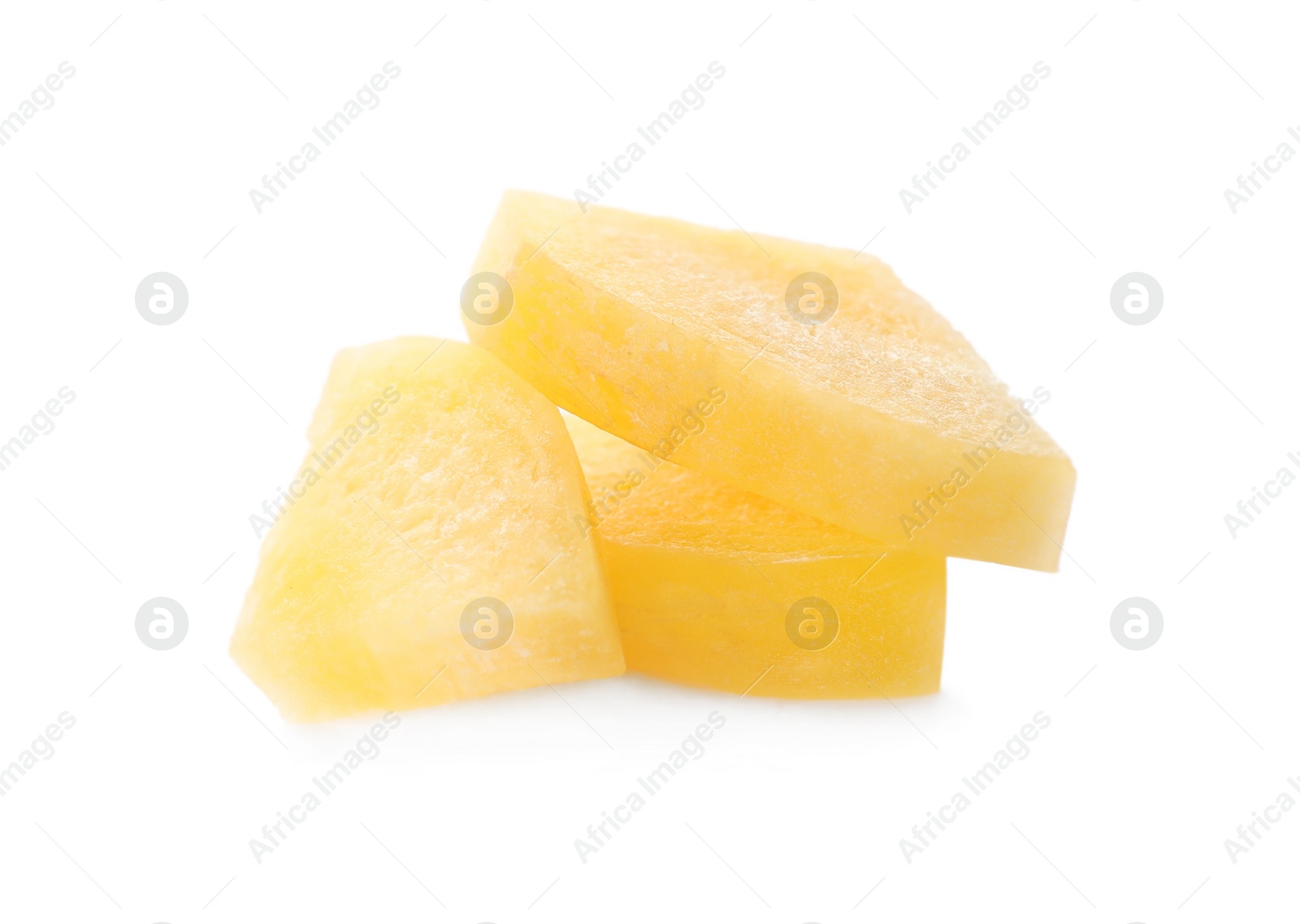 Photo of Slices of raw yellow carrot isolated on white