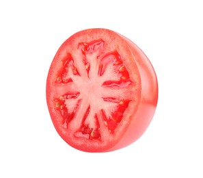 Piece of red ripe tomato isolated on white