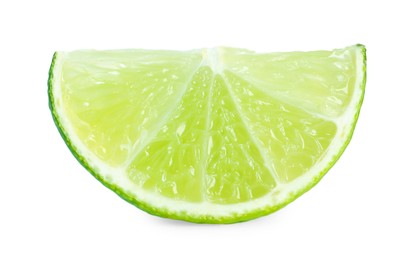 Slice of fresh green ripe lime isolated on white