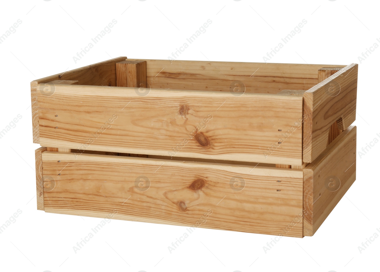 Photo of Wooden crate on white background. Shipping container