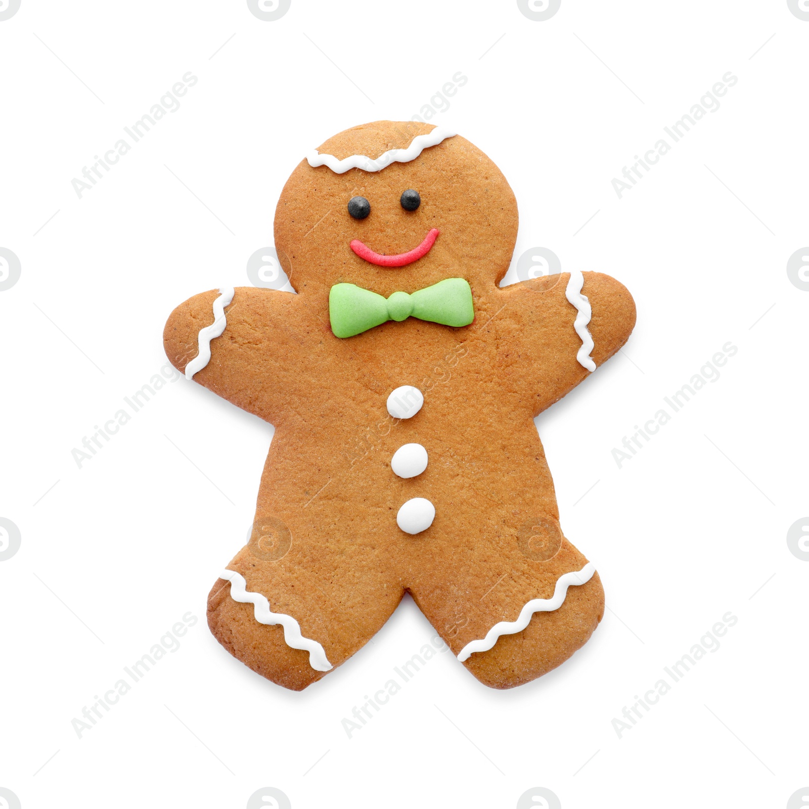 Photo of Cute fresh gingerbread man isolated on white