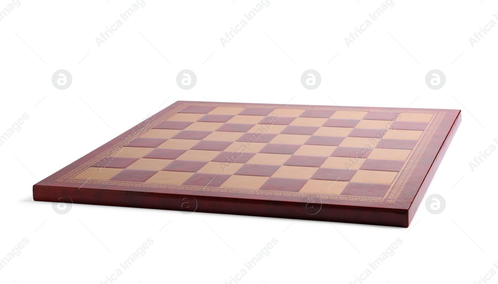 Photo of One wooden chess board isolated on white