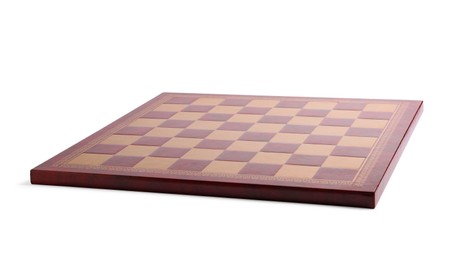 Photo of One wooden chess board isolated on white