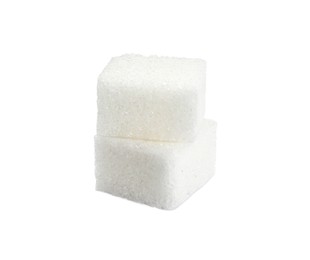 Photo of Two cubes of refined sugar isolated on white