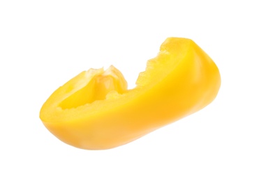 Slice of yellow bell pepper isolated on white