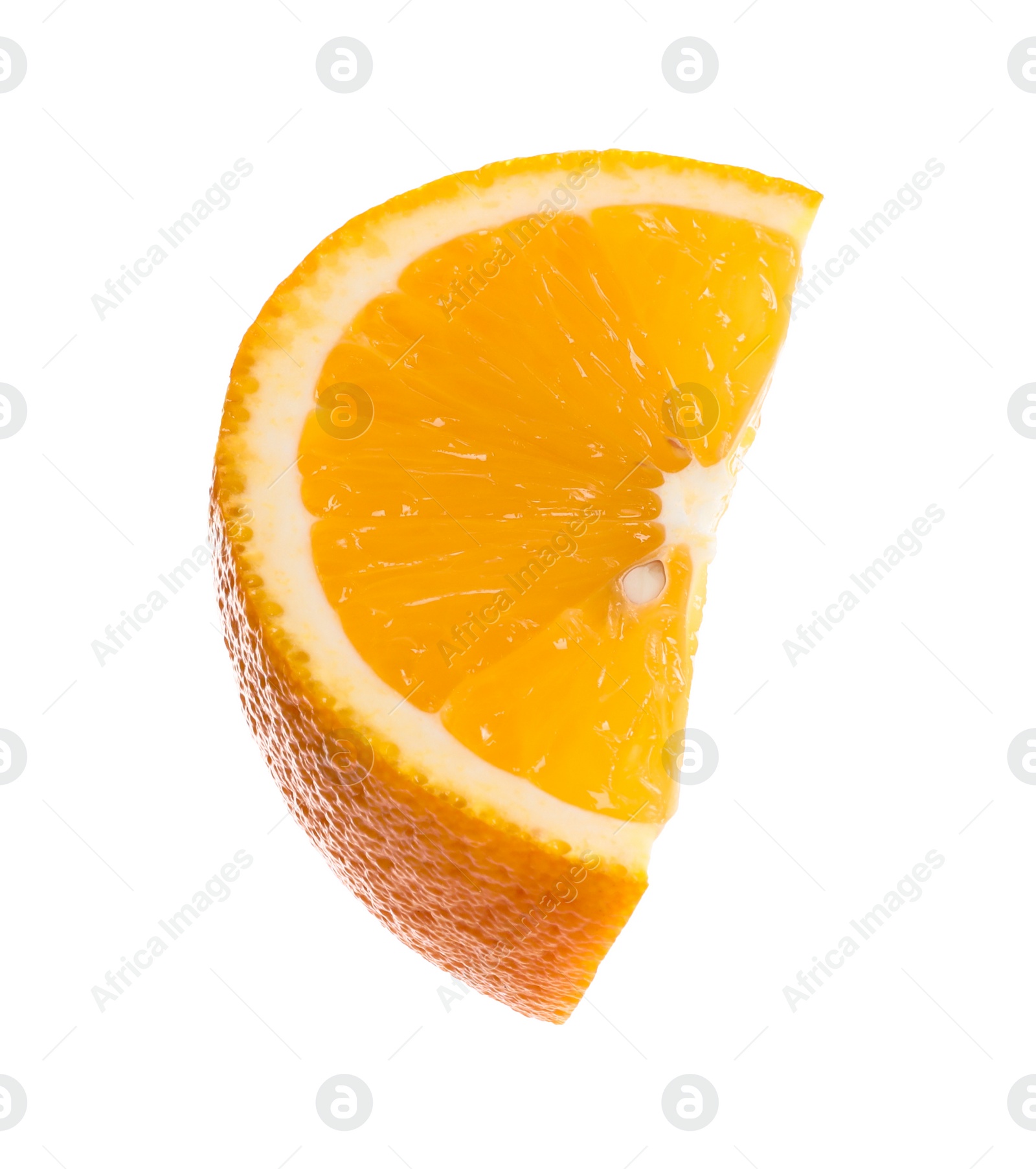 Photo of Slice of fresh ripe orange isolated on white