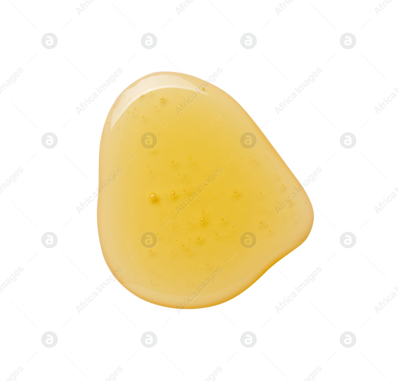 Photo of Drop of tasty natural honey isolated on white, top view