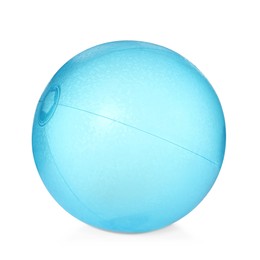 Photo of Inflatable light blue beach ball isolated on white