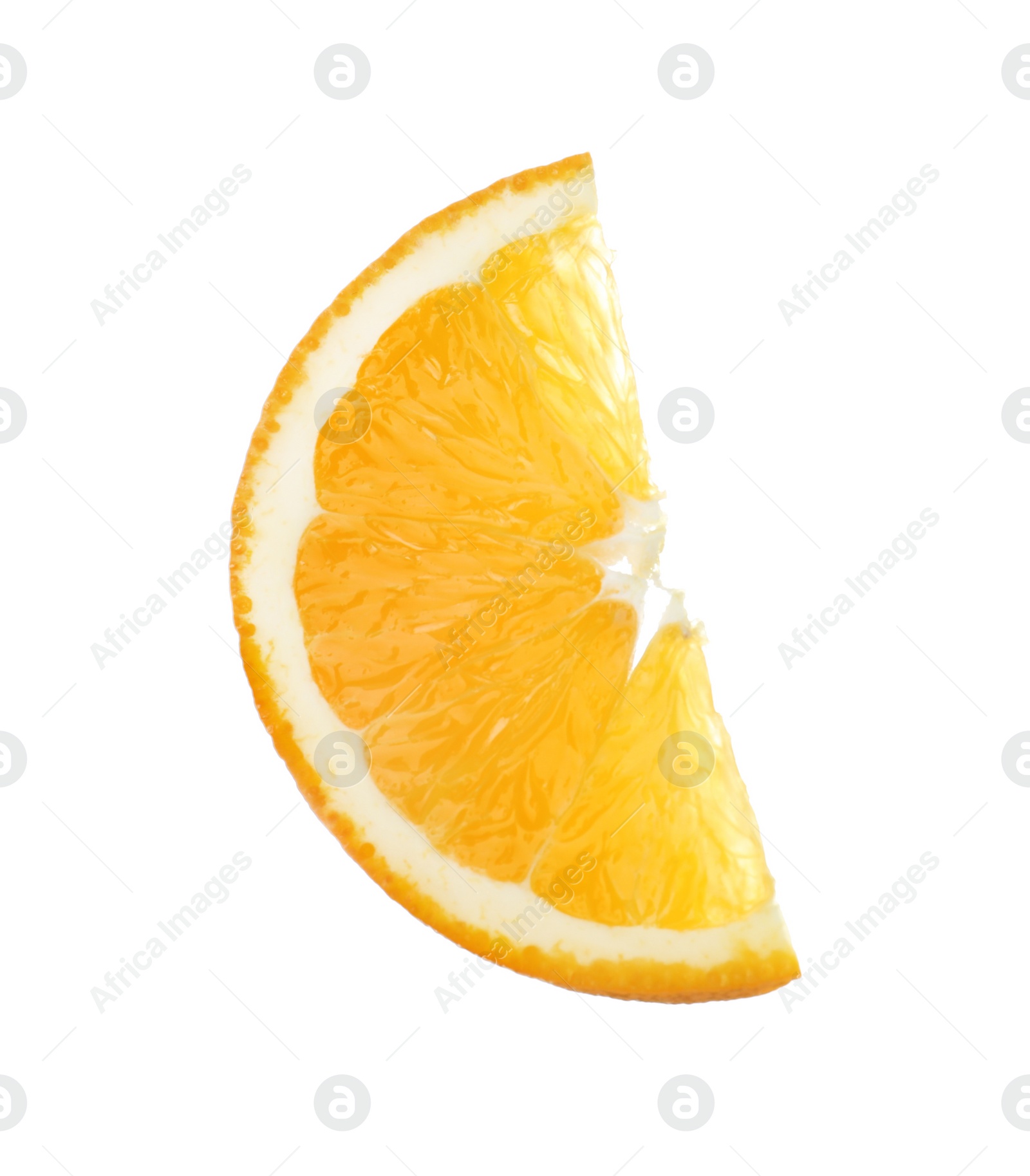 Photo of Slice of ripe orange isolated on white