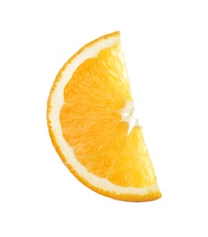 Slice of ripe orange isolated on white