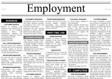 Illustration of Job search concept. Newspaper full of advertisements