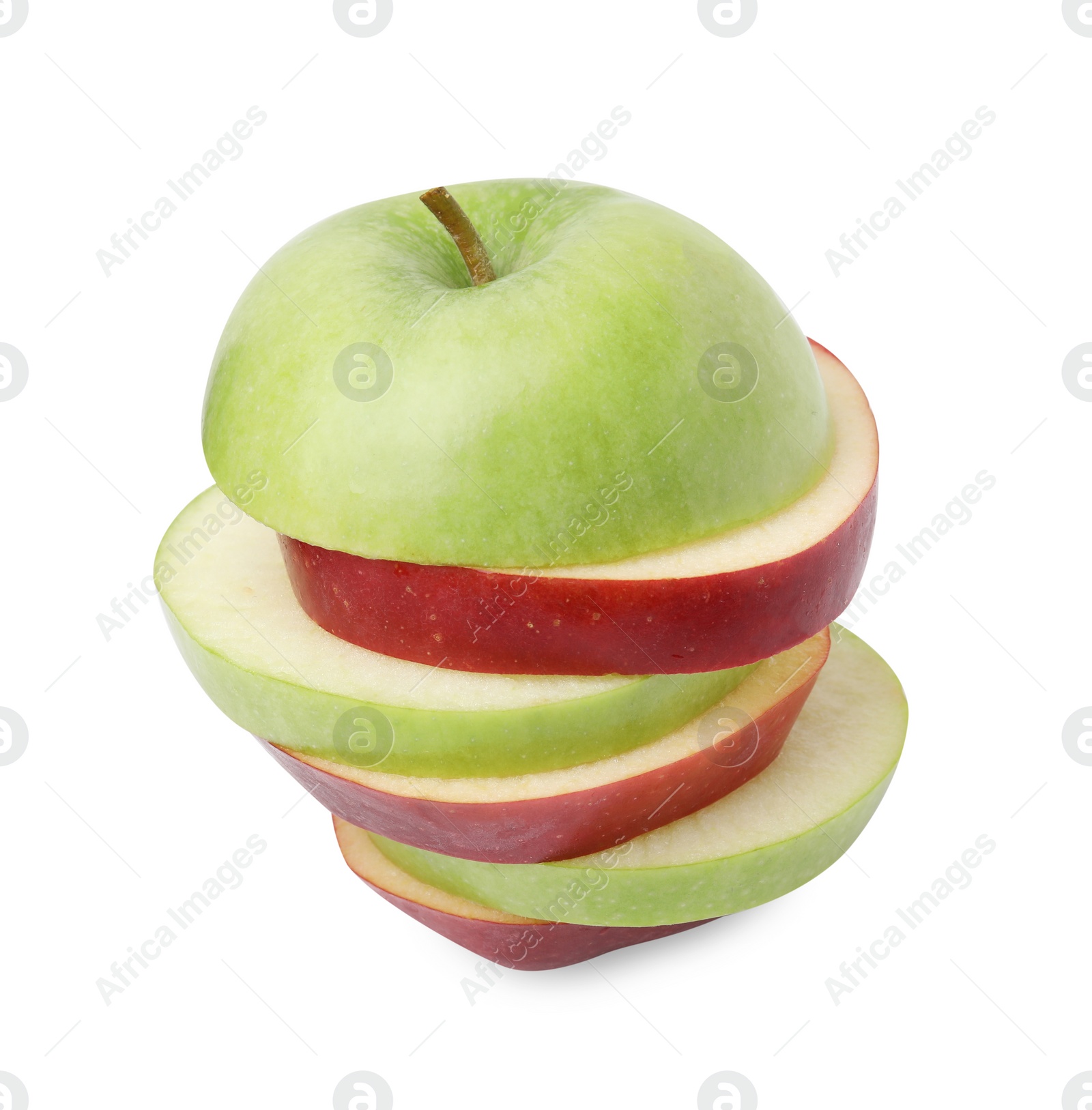 Photo of Slices of ripe apples isolated on white