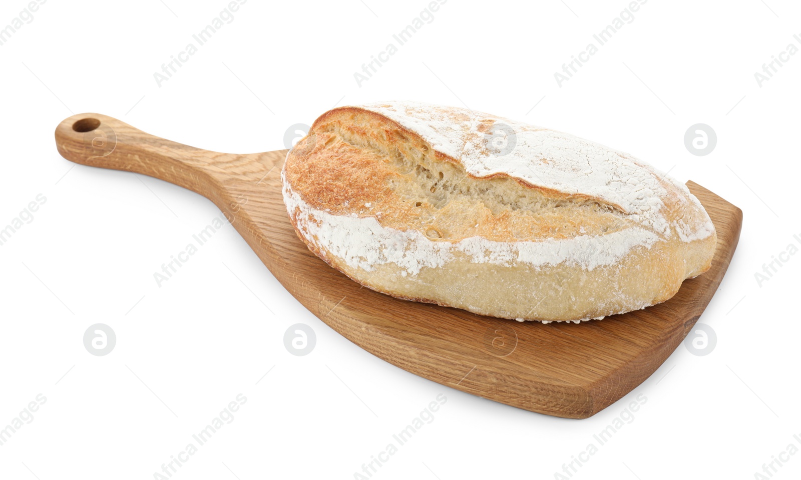 Photo of Freshly baked sourdough bread isolated on white