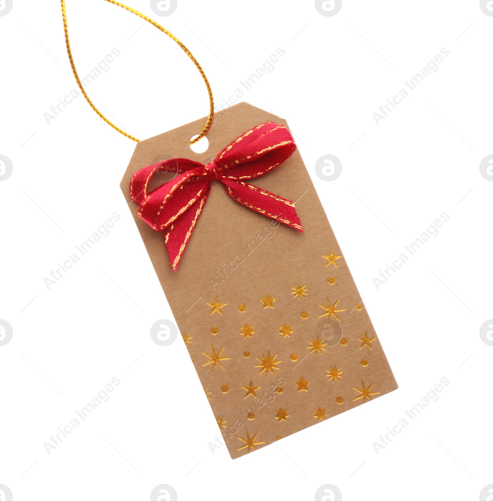 Photo of Carton gift tag with space for text isolated on white