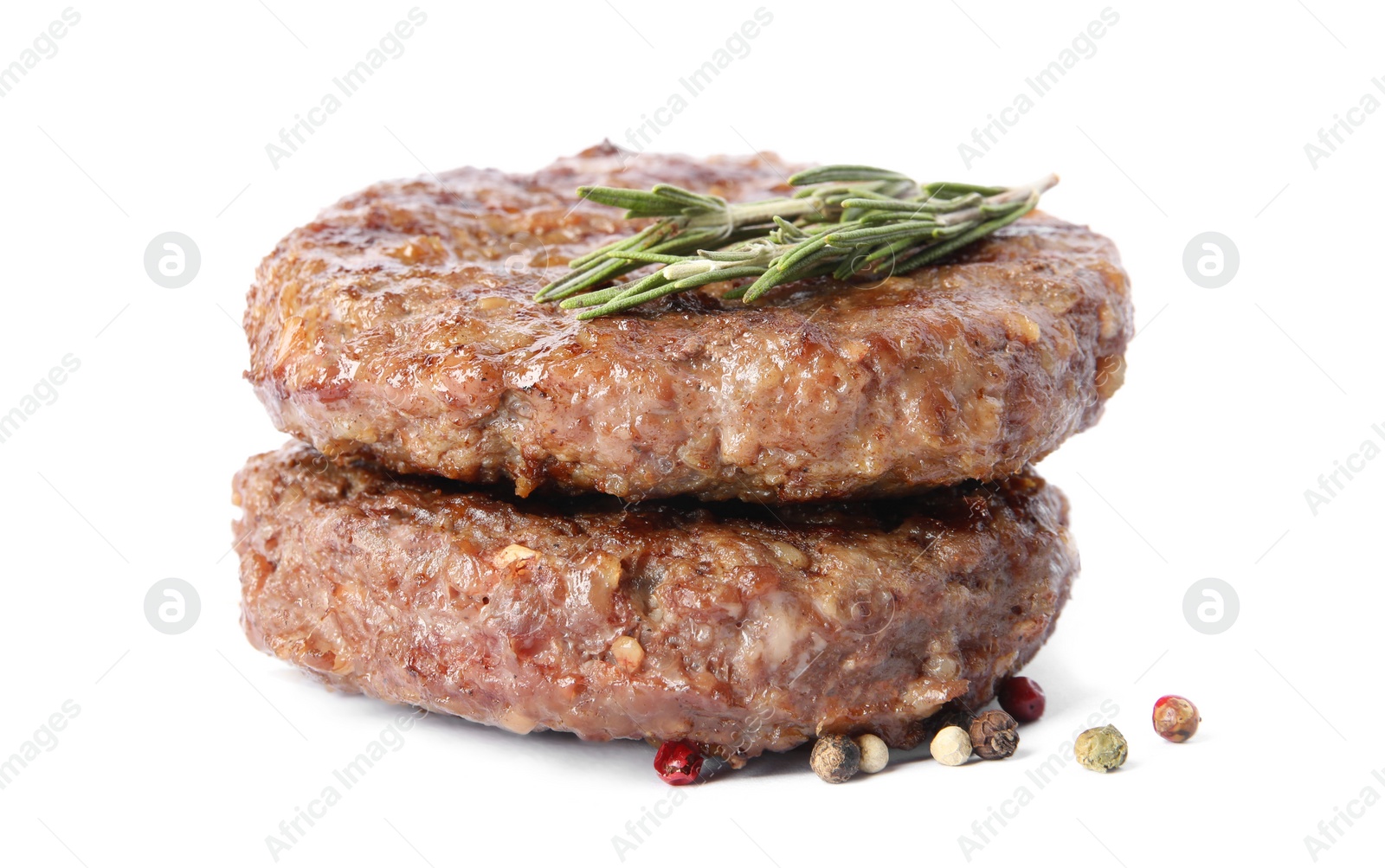 Photo of Grilled meat cutlets for burger isolated on white