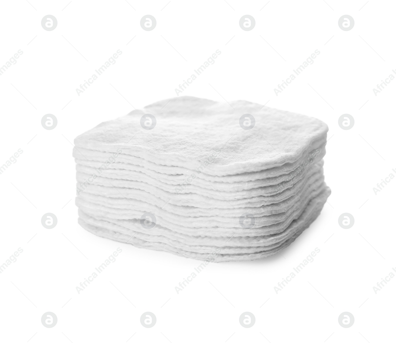 Photo of Stack of cotton pads on white background