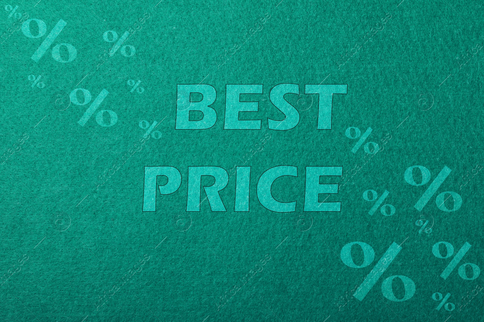 Image of Phrase Best Price and percent signs on green background