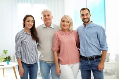 Portrait of happy family at home. Reunion of generations