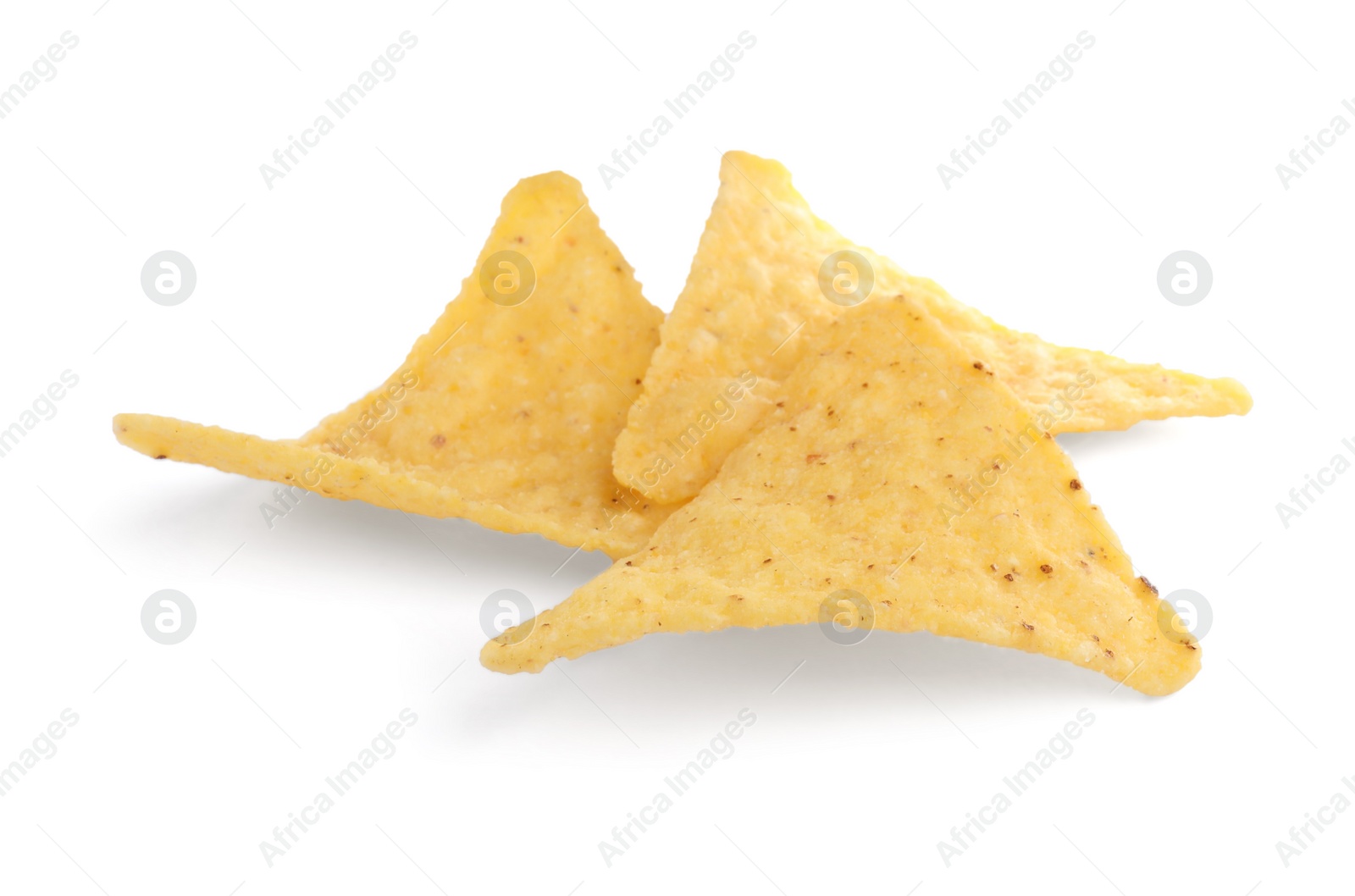 Photo of Tasty tortilla chips (nachos) on white background